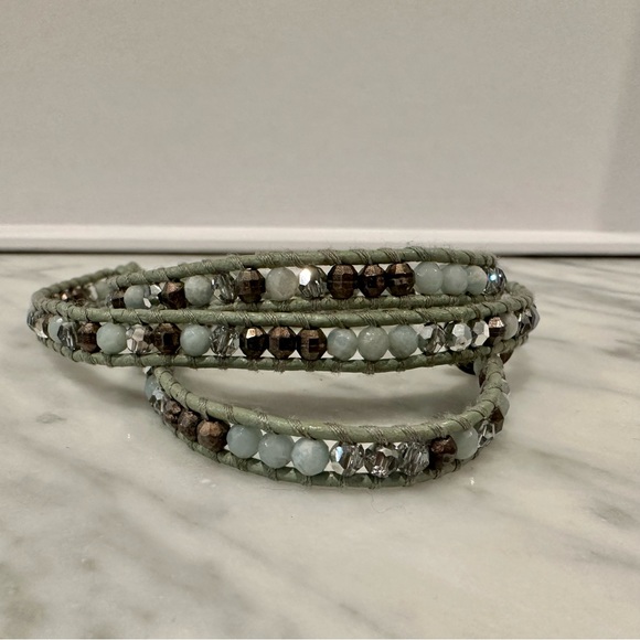 Chan Luu Light Green Leather Wrap Bracelet - Picture 2 of 4